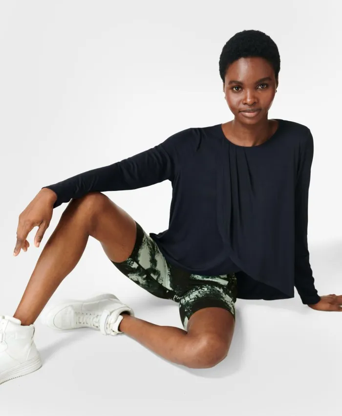 Women Tori Long Sleeve Top French Navy Blue Sweaty Betty Long Sleeve Tops