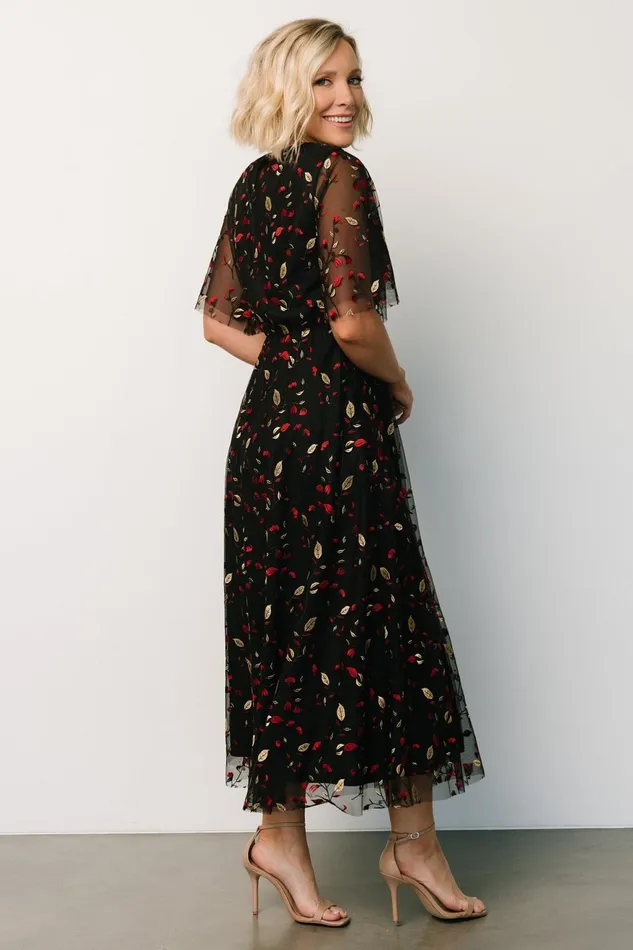 Women Tulle Styles Baltic Born Arabella Embroidered Tulle Maxi Dress Black Red Women Tulle Styles Baltic Born Arabella Embroidered Tulle Maxi Dress Black Red