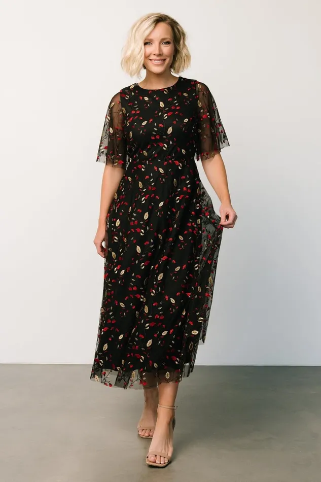 Women Tulle Styles Baltic Born Arabella Embroidered Tulle Maxi Dress Black Red Women Tulle Styles Baltic Born Arabella Embroidered Tulle Maxi Dress Black Red