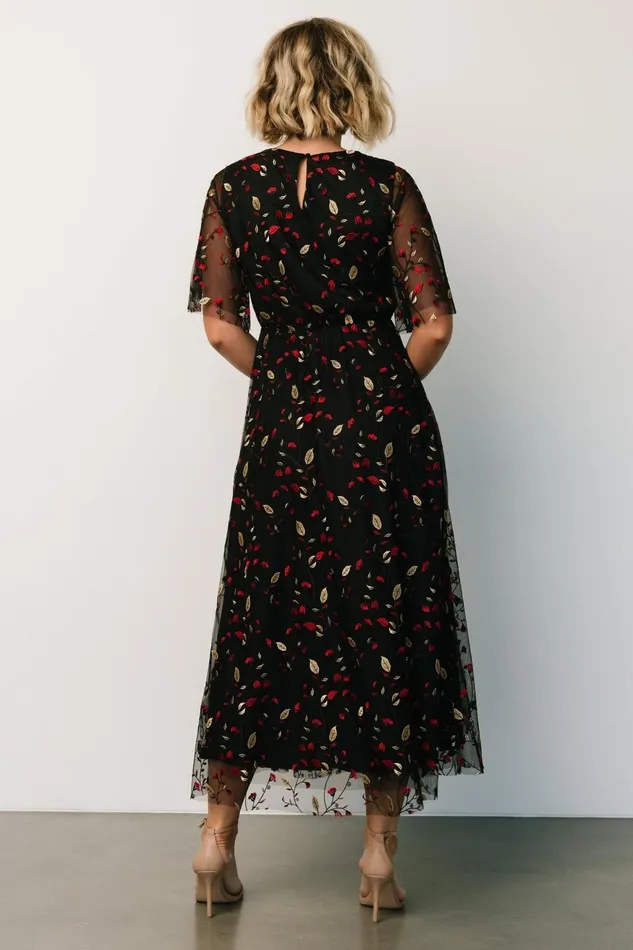 Women Tulle Styles Baltic Born Arabella Embroidered Tulle Maxi Dress Black Red Women Tulle Styles Baltic Born Arabella Embroidered Tulle Maxi Dress Black Red