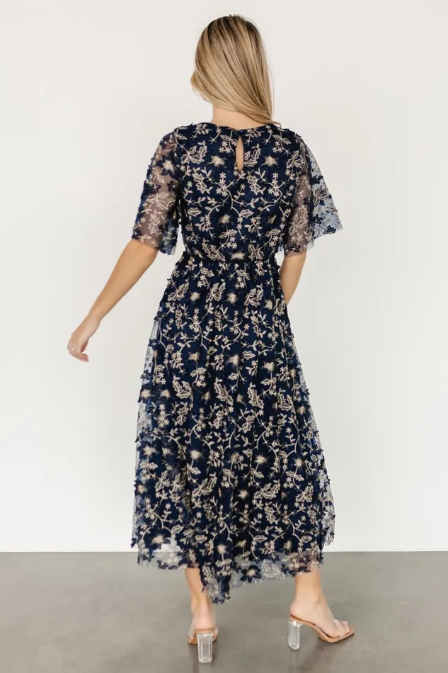 Women Tulle Styles Baltic Born Arabella Embroidered Tulle Maxi Dress Navy Gold Women Tulle Styles Baltic Born Arabella Embroidered Tulle Maxi Dress Navy Gold