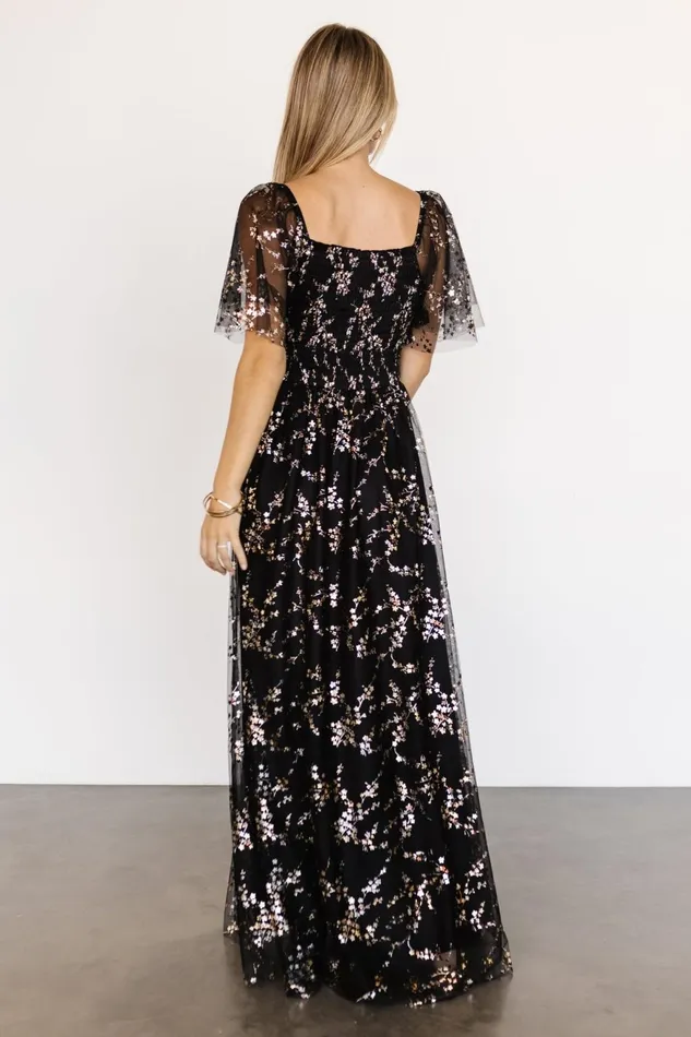 Women Tulle Styles Baltic Born Cassandra Tulle Maxi Dress Metallic Black