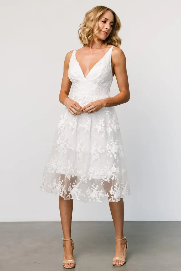 Women Tulle Styles Baltic Born Dante Applique Midi Dress Off White Women Tulle Styles Baltic Born Dante Applique Midi Dress Off White