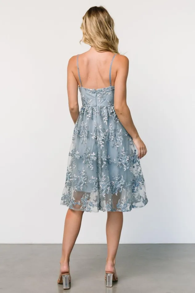 Women Tulle Styles Baltic Born Dante Applique Midi Dress Slate Blue