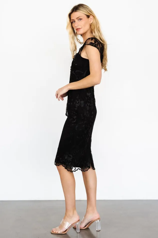 Women Tulle Styles Baltic Born Delphine Applique Midi Dress Black Women Tulle Styles Baltic Born Delphine Applique Midi Dress Black