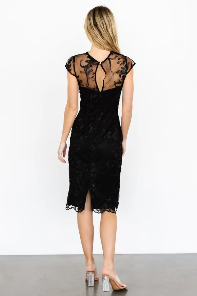 Women Tulle Styles Baltic Born Delphine Applique Midi Dress Black Women Tulle Styles Baltic Born Delphine Applique Midi Dress Black