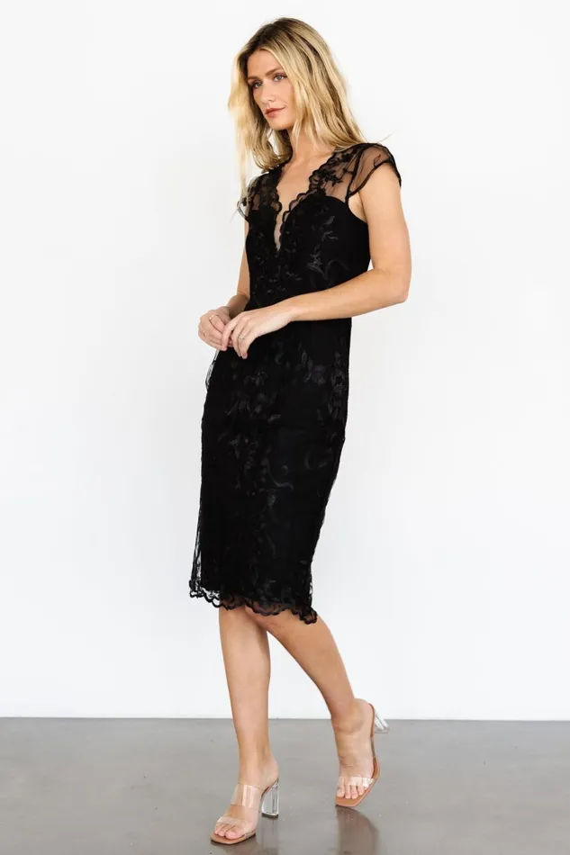 Women Tulle Styles Baltic Born Delphine Applique Midi Dress Black Women Tulle Styles Baltic Born Delphine Applique Midi Dress Black