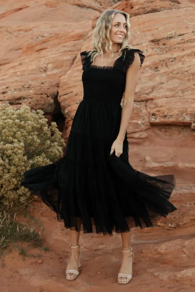 Women Tulle Styles Baltic Born Emma Smocked Tulle Dress Black