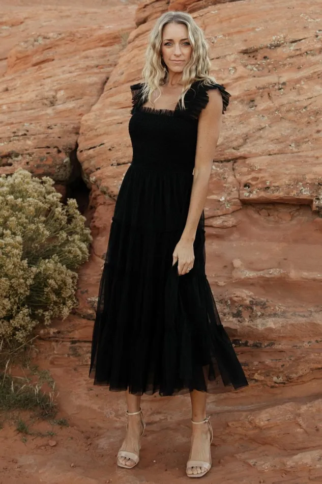 Women Tulle Styles Baltic Born Emma Smocked Tulle Dress Black Women Tulle Styles Baltic Born Emma Smocked Tulle Dress Black