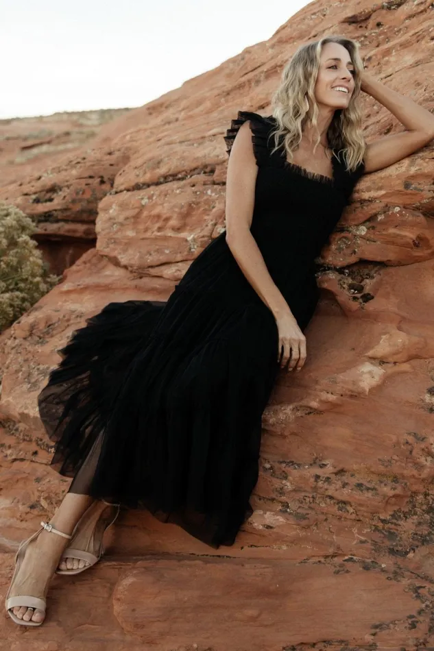 Women Tulle Styles Baltic Born Emma Smocked Tulle Dress Black Women Tulle Styles Baltic Born Emma Smocked Tulle Dress Black