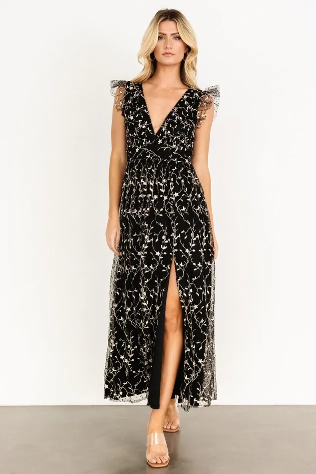 Women Tulle Styles Baltic Born Orza Embroidered Maxi Dress Black