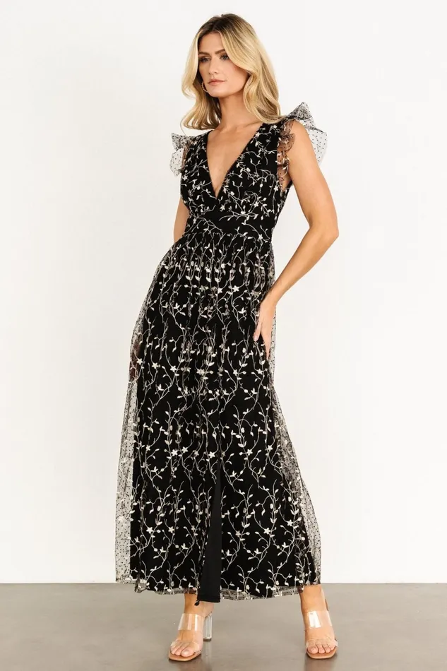 Women Tulle Styles Baltic Born Orza Embroidered Maxi Dress Black Women Tulle Styles Baltic Born Orza Embroidered Maxi Dress Black