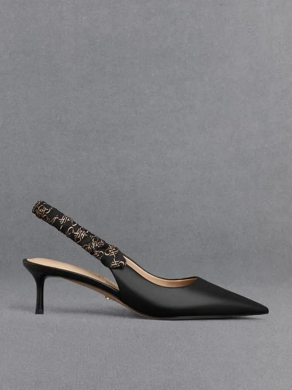 Women Tully Leather RuchedStrap Slingback Pumps 8211 Black CHARLES and KEITH Heels Women Tully Leather RuchedStrap Slingback Pumps 8211 Black CHARLES and KEITH Heels