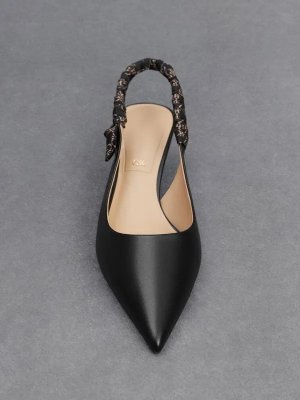 Women Tully Leather RuchedStrap Slingback Pumps 8211 Black CHARLES and KEITH Heels