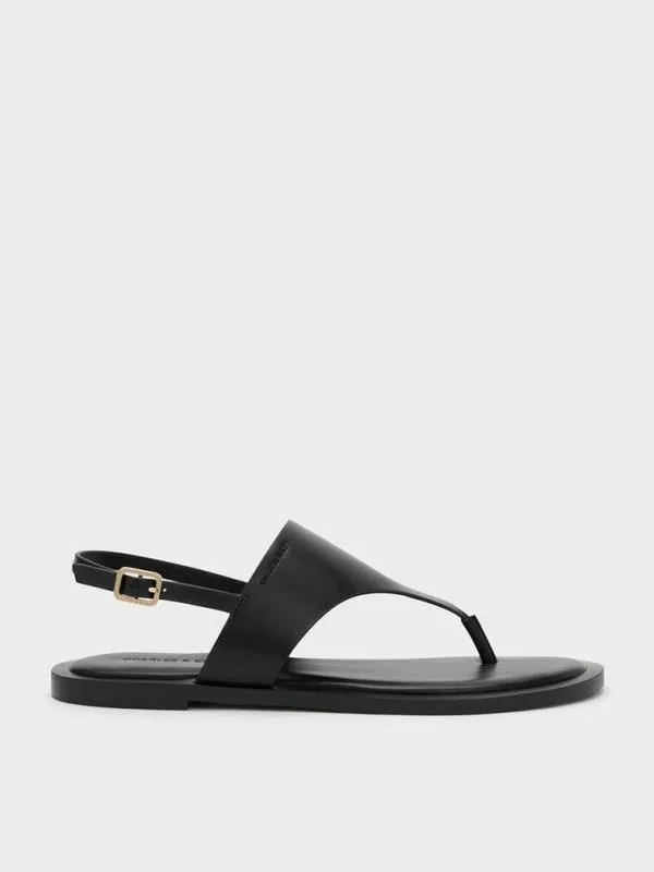 Women VStrap Slingback Thong Sandals 8211 Black CHARLES and KEITH Sandals