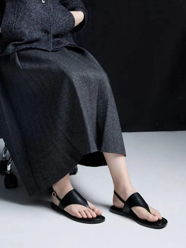 Women VStrap Slingback Thong Sandals 8211 Black CHARLES and KEITH Sandals