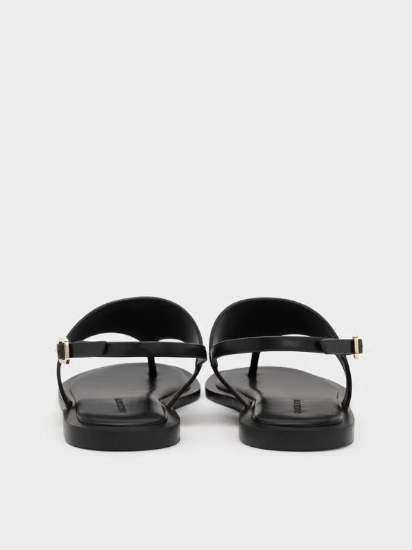 Women VStrap Slingback Thong Sandals 8211 Black CHARLES and KEITH Sandals