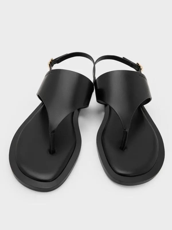 Women VStrap Slingback Thong Sandals 8211 Black CHARLES and KEITH Sandals
