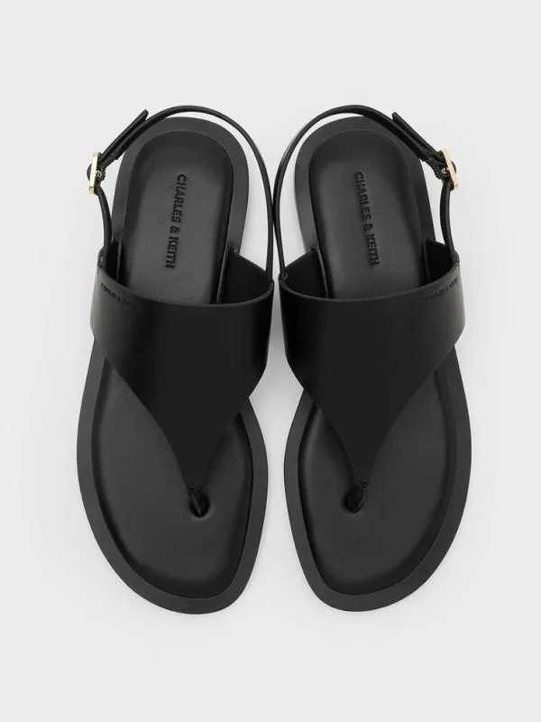 Women VStrap Slingback Thong Sandals 8211 Black CHARLES and KEITH Sandals