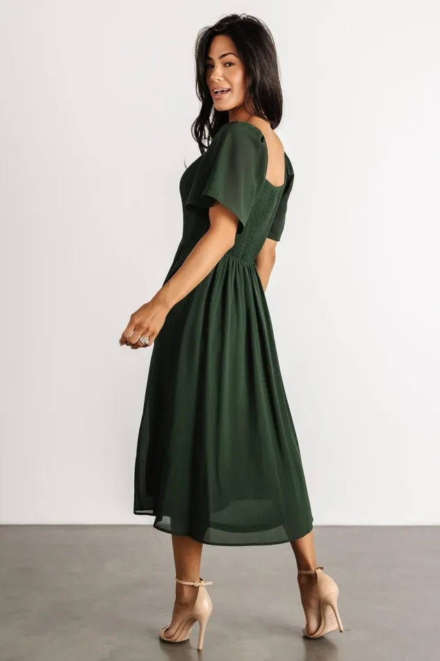 Women Wedding Guest Baltic Born Colette Sweetheart Midi Dress Evergreen Women Wedding Guest Baltic Born Colette Sweetheart Midi Dress Evergreen