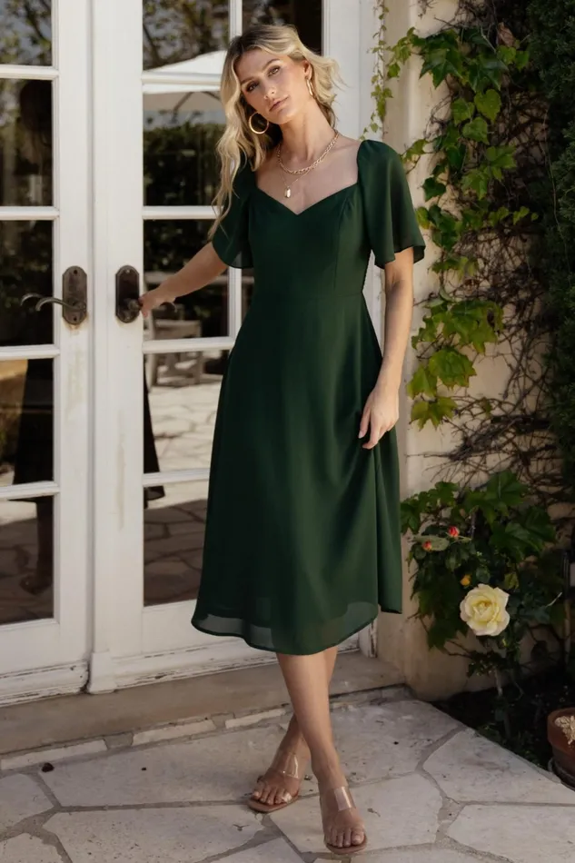 Women Wedding Guest Baltic Born Colette Sweetheart Midi Dress Evergreen Women Wedding Guest Baltic Born Colette Sweetheart Midi Dress Evergreen