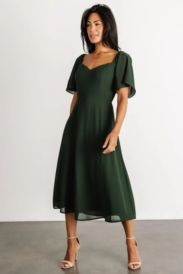 Women Wedding Guest Baltic Born Colette Sweetheart Midi Dress Evergreen Women Wedding Guest Baltic Born Colette Sweetheart Midi Dress Evergreen