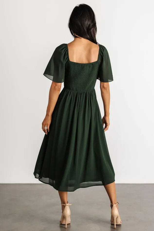 Women Wedding Guest Baltic Born Colette Sweetheart Midi Dress Evergreen Women Wedding Guest Baltic Born Colette Sweetheart Midi Dress Evergreen