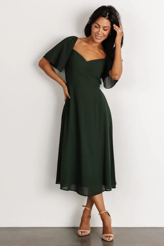 Women Wedding Guest Baltic Born Colette Sweetheart Midi Dress Evergreen Women Wedding Guest Baltic Born Colette Sweetheart Midi Dress Evergreen