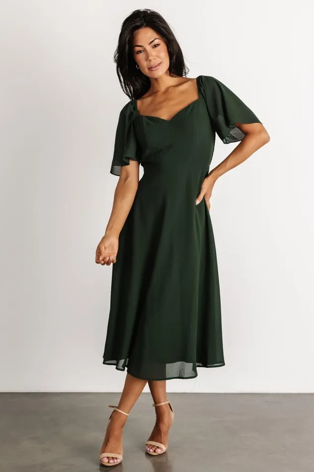 Women Wedding Guest Baltic Born Colette Sweetheart Midi Dress Evergreen Women Wedding Guest Baltic Born Colette Sweetheart Midi Dress Evergreen