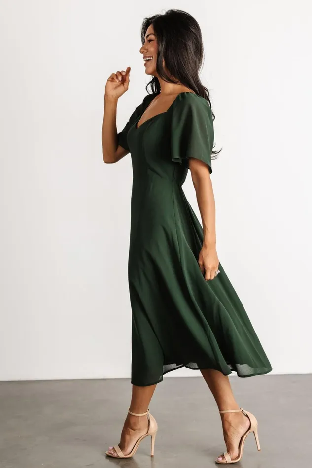 Women Wedding Guest Baltic Born Colette Sweetheart Midi Dress Evergreen Women Wedding Guest Baltic Born Colette Sweetheart Midi Dress Evergreen