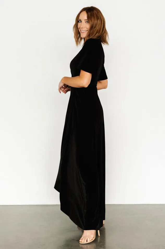 Women Wedding Guest Baltic Born Katelyn Velvet Maxi Wrap Dress Black Women Wedding Guest Baltic Born Katelyn Velvet Maxi Wrap Dress Black