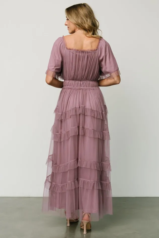 Women Wedding Guest Baltic Born Magdalena Tulle Maxi Dress Dusty Orchid