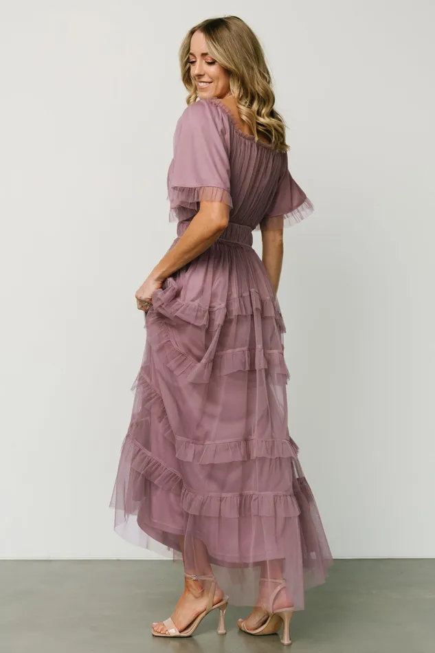 Women Wedding Guest Baltic Born Magdalena Tulle Maxi Dress Dusty Orchid