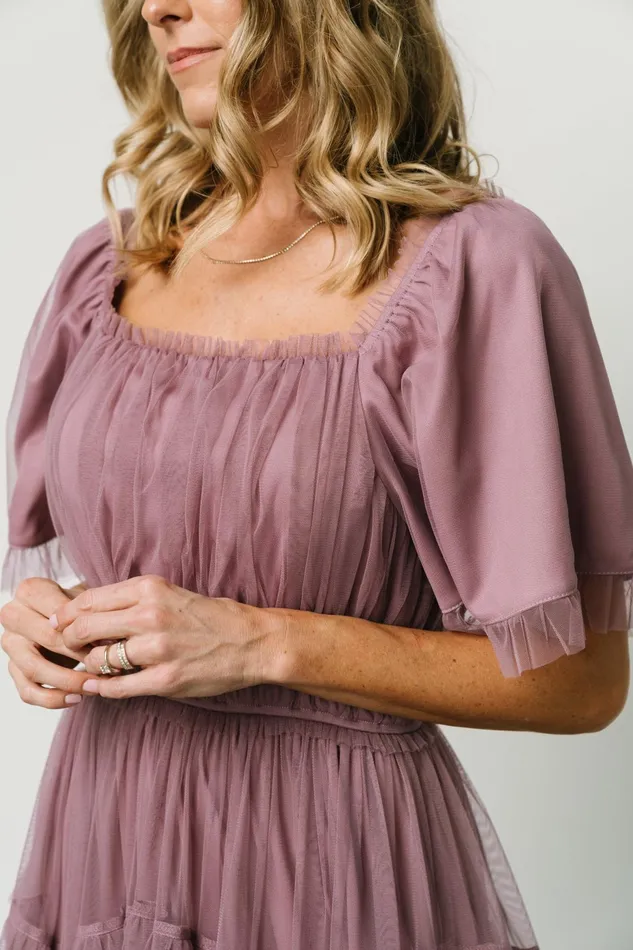 Women Wedding Guest Baltic Born Magdalena Tulle Maxi Dress Dusty Orchid