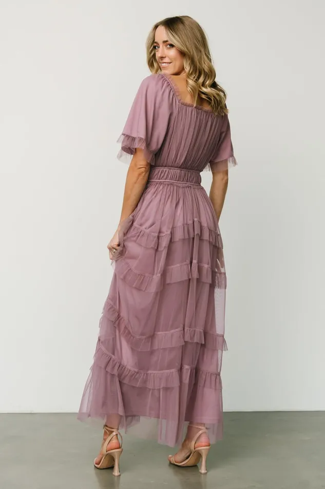 Women Wedding Guest Baltic Born Magdalena Tulle Maxi Dress Dusty Orchid