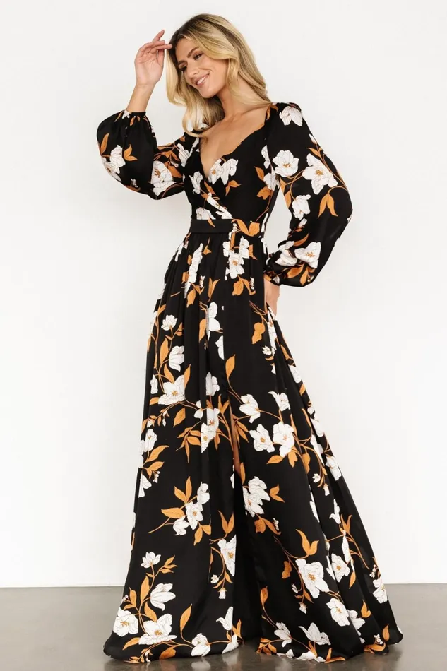 Women Wedding Guest Baltic Born Tristan Maxi Dress Black Floral