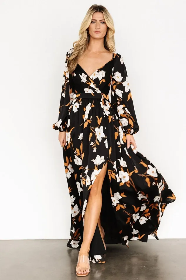 Women Wedding Guest Baltic Born Tristan Maxi Dress Black Floral