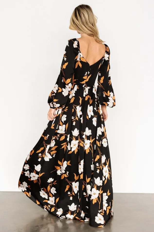 Women Wedding Guest Baltic Born Tristan Maxi Dress Black Floral
