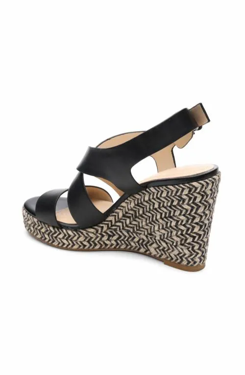 Women Wedges and Espadrilles Liverpool Los Angeles Hills Ankle Strap Platform Wedge Black