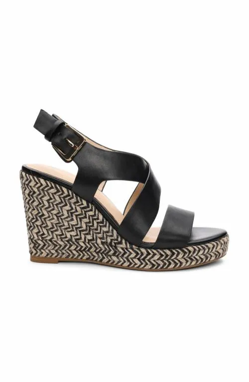 Women Wedges and Espadrilles Liverpool Los Angeles Hills Ankle Strap Platform Wedge Black