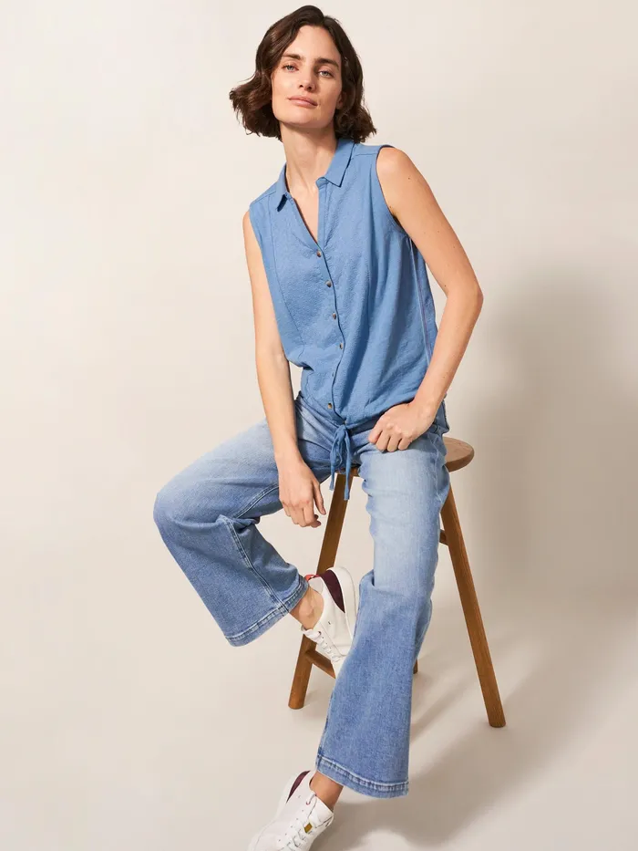 Women White Stuff Clothing FLOWING GRASSES JERSEY SHIRT