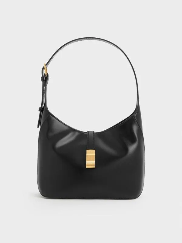 Women Wisteria Belted Shoulder Bag 8211 Black CHARLES and KEITH Slouchy Bags