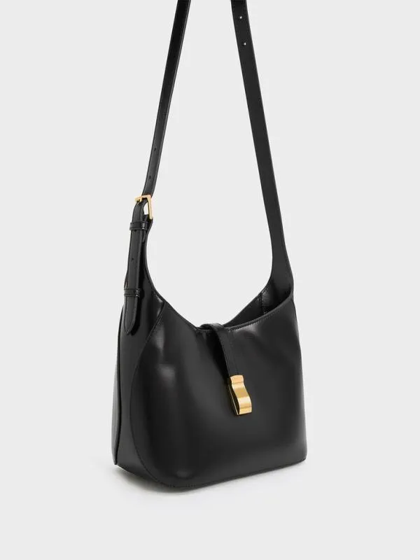 Women Wisteria Belted Shoulder Bag 8211 Black CHARLES and KEITH Slouchy Bags