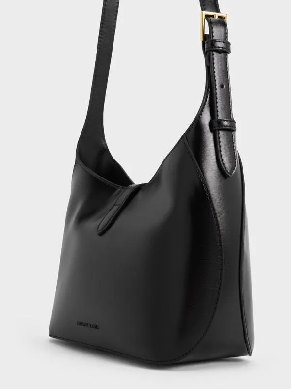 Women Wisteria Belted Shoulder Bag 8211 Black CHARLES and KEITH Slouchy Bags