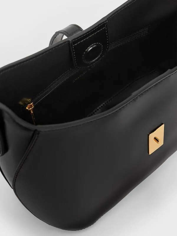 Women Wisteria Belted Shoulder Bag 8211 Black CHARLES and KEITH Slouchy Bags