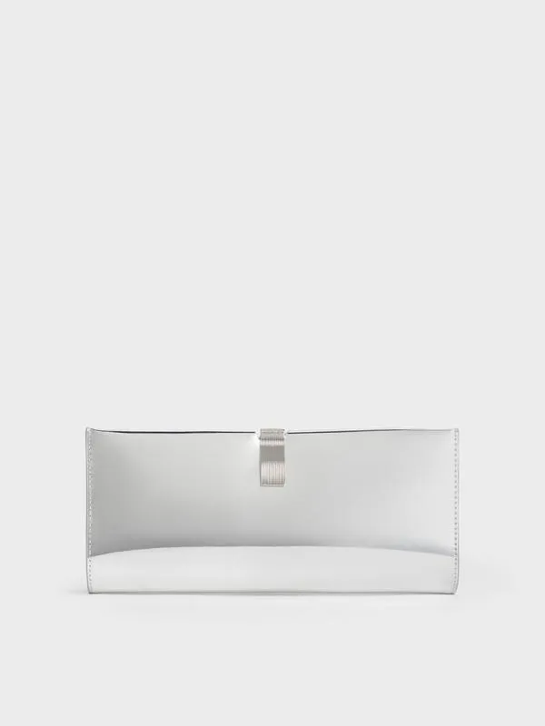 Women Wisteria HighShine MetallicAccent Clutch 8211 Silver CHARLES and KEITH Clutches Women Wisteria HighShine MetallicAccent Clutch 8211 Silver CHARLES and KEITH Clutches