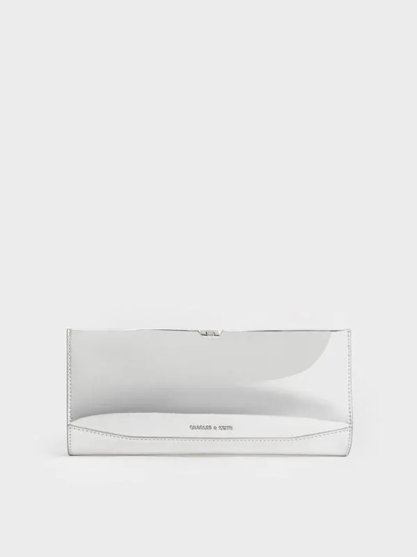 Women Wisteria HighShine MetallicAccent Clutch 8211 Silver CHARLES and KEITH Clutches