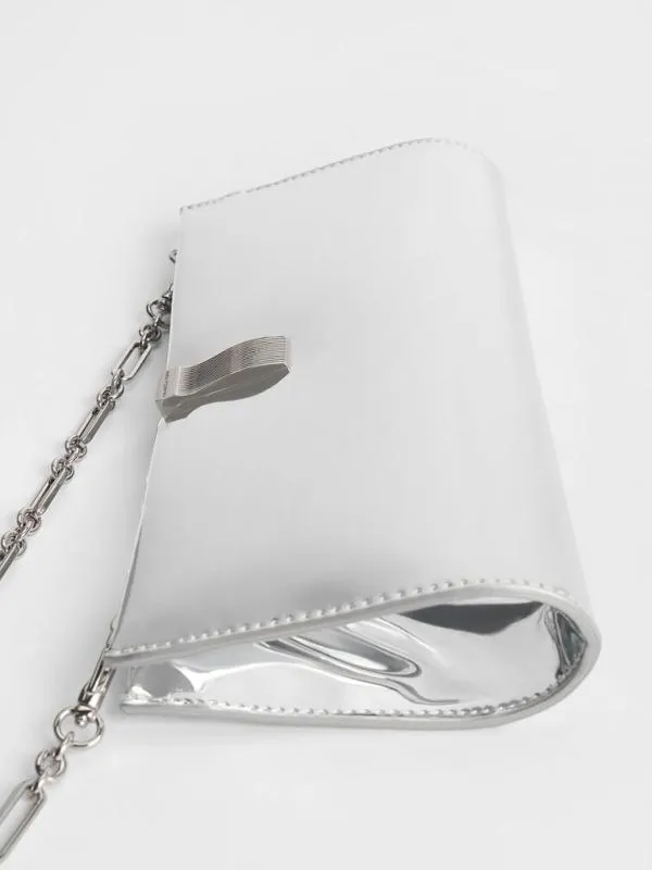 Women Wisteria HighShine MetallicAccent Clutch 8211 Silver CHARLES and KEITH Clutches
