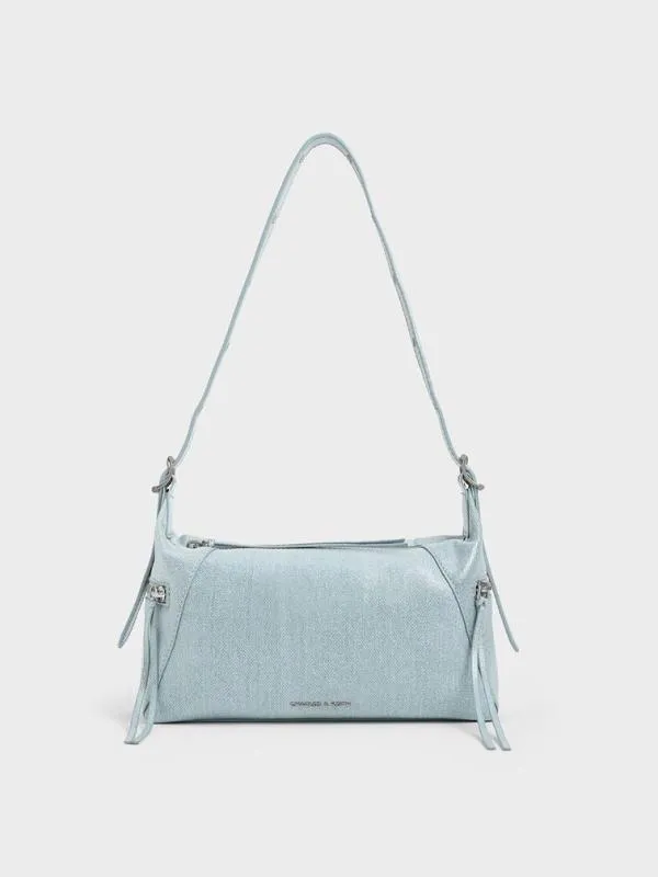 Women Xylia Denim Shoulder Bag 8211 Denim Blue CHARLES and KEITH Hobo Bags