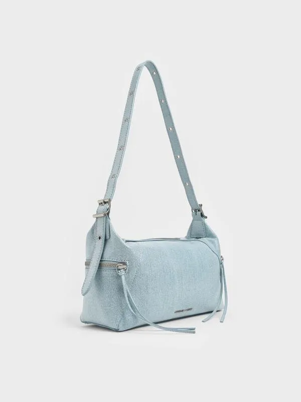 Women Xylia Denim Shoulder Bag 8211 Denim Blue CHARLES and KEITH Hobo Bags